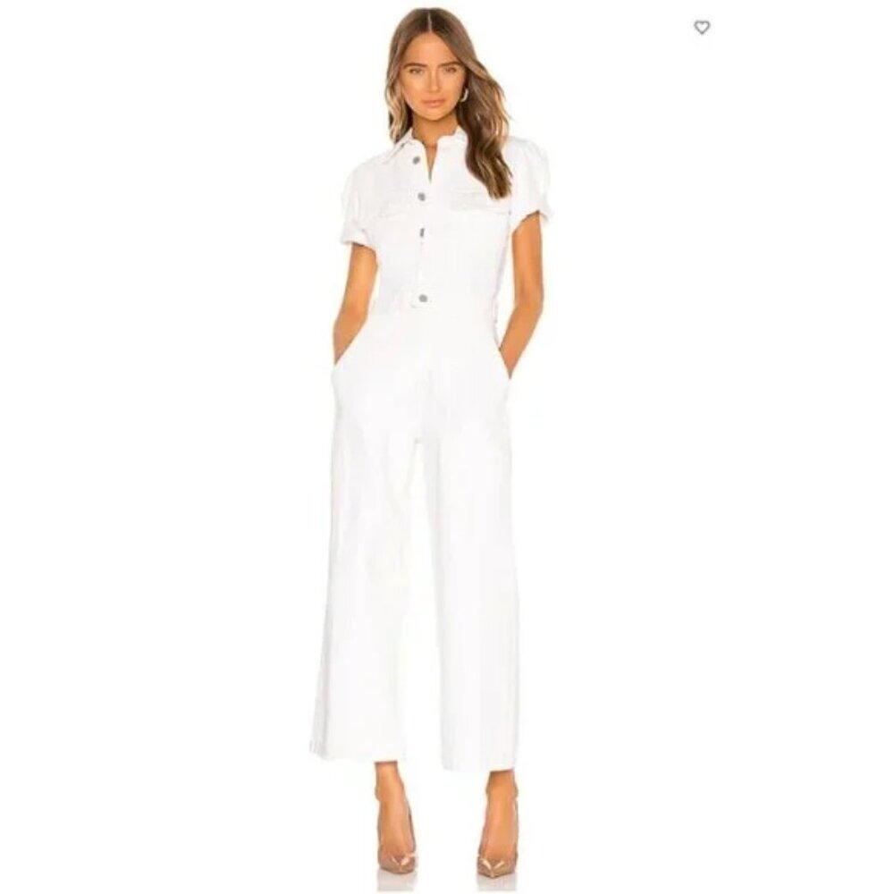Citizens of Humanity Miki Utility Jumpsuit White Organic Cotton Denim
